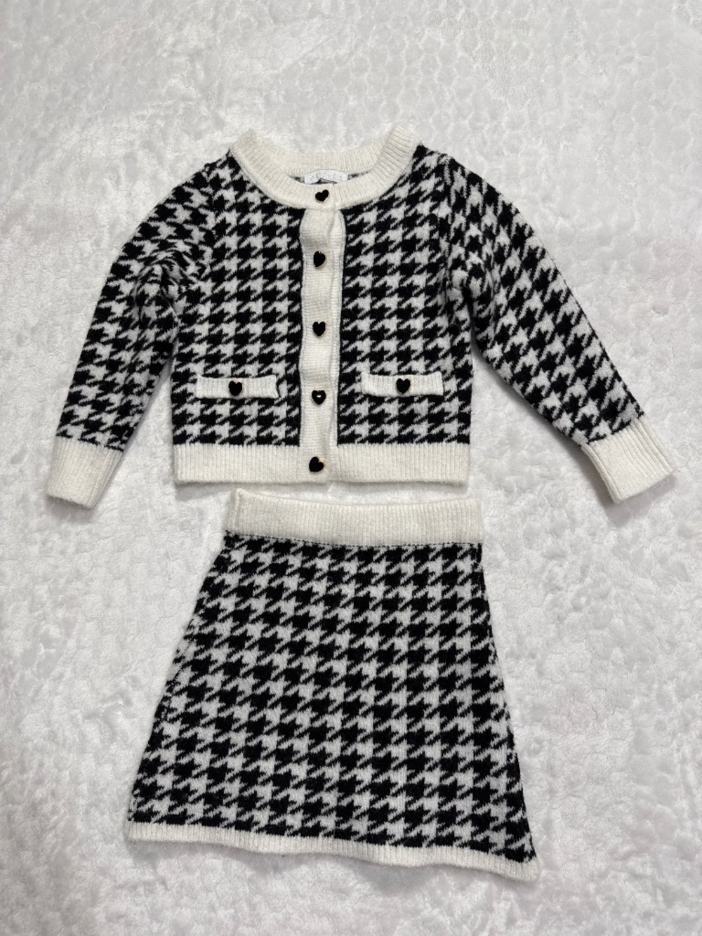 Btween Girl Chic Houndstooth Cardigan and Skirt Set Knit Size 3T